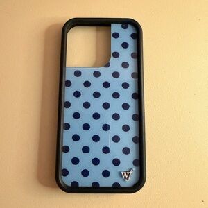 Wildflower Polka Dot iPhone 16 Pro Blue and Navy Blue Polka Dot Case